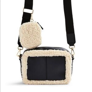 Black Vegan Leather Shearling Crossbody Bag | NWT ✨